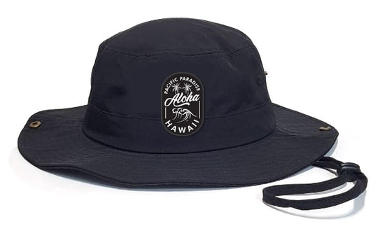 Hawaii Boonie Hat, Black, Aloha