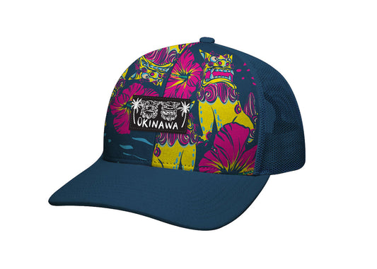 Okinawa Trucker Hat, Shisa Hibiscus II