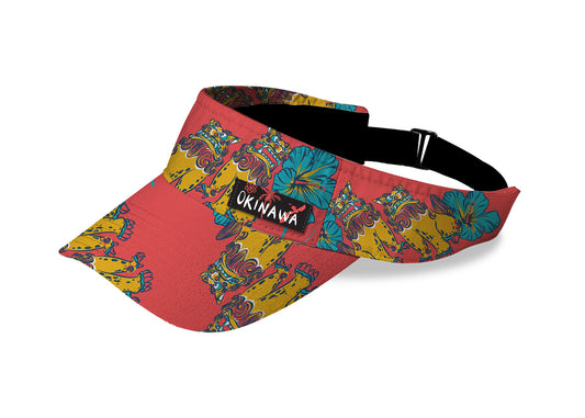 Okinawa Visor Hat, Shisa Hibiscus